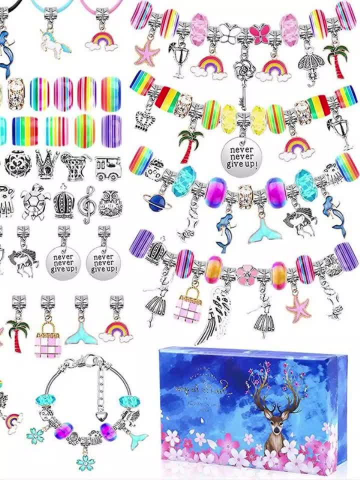 63/112pcs Bracelet Jewelry Making Kit Including Jewelry Beads Snake Chains, DIY Craft For Girls, Jewelry Making Set Gift Forbracelet Making Supplies