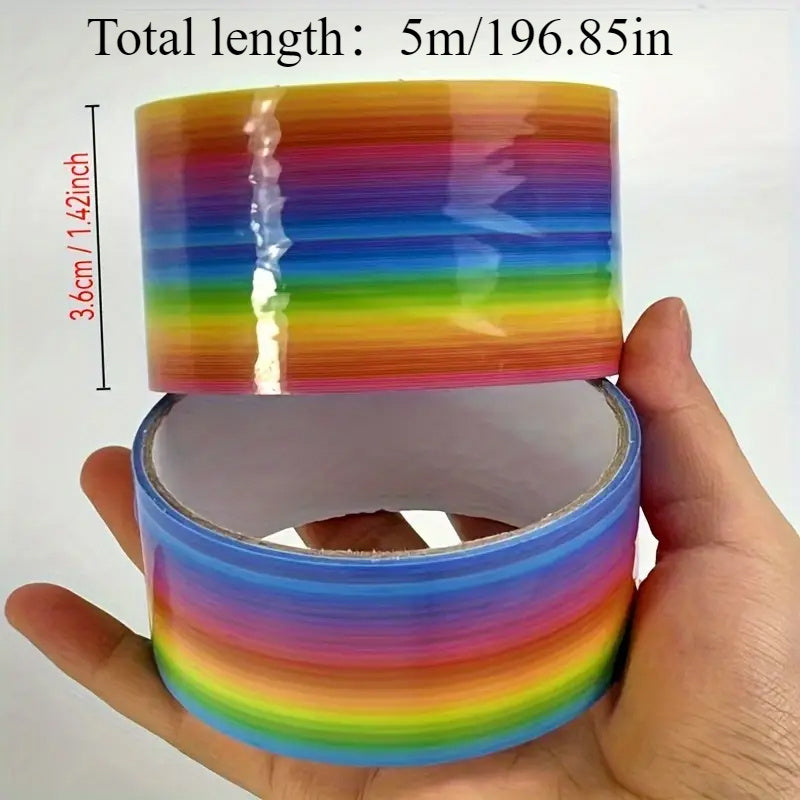 1Roll Rainbow Ball Tape Ice Transparent Crystal Adhesive Ball Tape Water Balloon Tape Freehand Drawing Adhesive Decompression Tape Ball