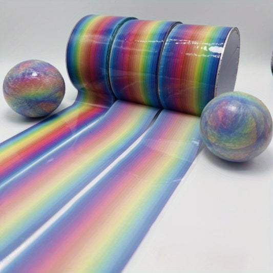 1Roll Rainbow Ball Tape Ice Transparent Crystal Adhesive Ball Tape Water Balloon Tape Freehand Drawing Adhesive Decompression Tape Ball