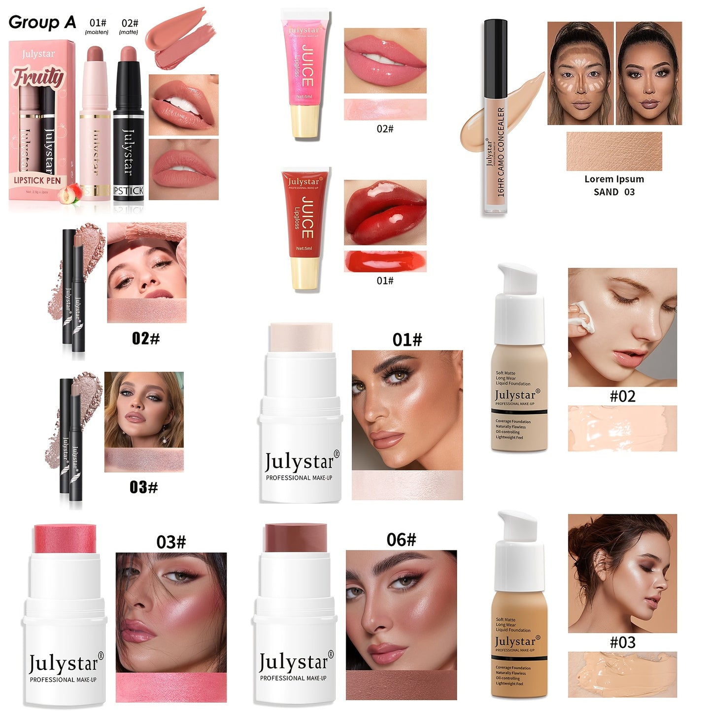 12pcs Makeup Gift Set with Foundation, Lip Gloss, Lipstick, Eyeshadow Stick, Blush - Includes Cosmetic Bag, Ideal for Women, Valentine'S Day, Holiday Gift for Girls, Liquid Form
