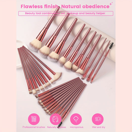 51pcs Face Makeup Tool Set, 30pcs Makeup Brushes & Makeup Brush Holder & Hair Tie & 2pcs Wrist Bands & 4pcs Large Makeup Sponge Puffs & 4pcs Fan Powder Puffs & 4pcs Mini Makeup Sponges & 4pcs Finger Powder Puffs & Makeup Brush Wash Bowl, Wand Form, Alcoho