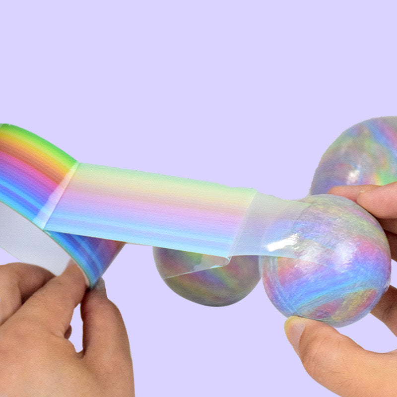1Roll Rainbow Ball Tape Ice Transparent Crystal Adhesive Ball Tape Water Balloon Tape Freehand Drawing Adhesive Decompression Tape Ball