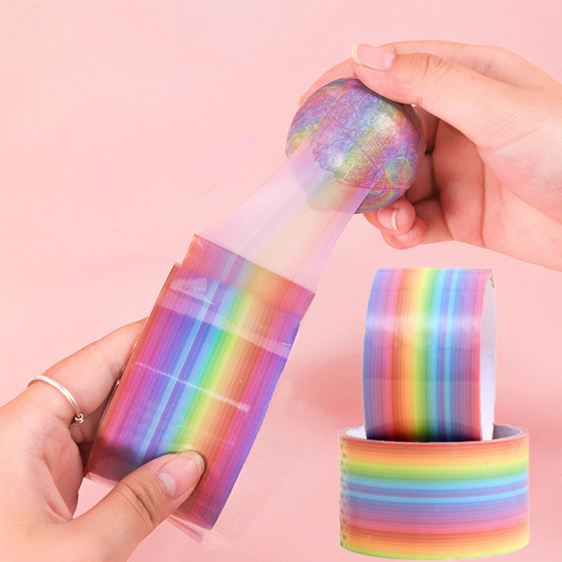 1Roll Rainbow Ball Tape Ice Transparent Crystal Adhesive Ball Tape Water Balloon Tape Freehand Drawing Adhesive Decompression Tape Ball