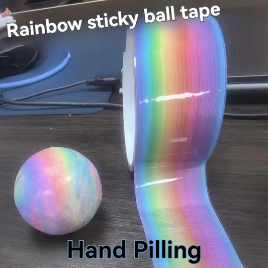1Roll Rainbow Ball Tape Ice Transparent Crystal Adhesive Ball Tape Water Balloon Tape Freehand Drawing Adhesive Decompression Tape Ball