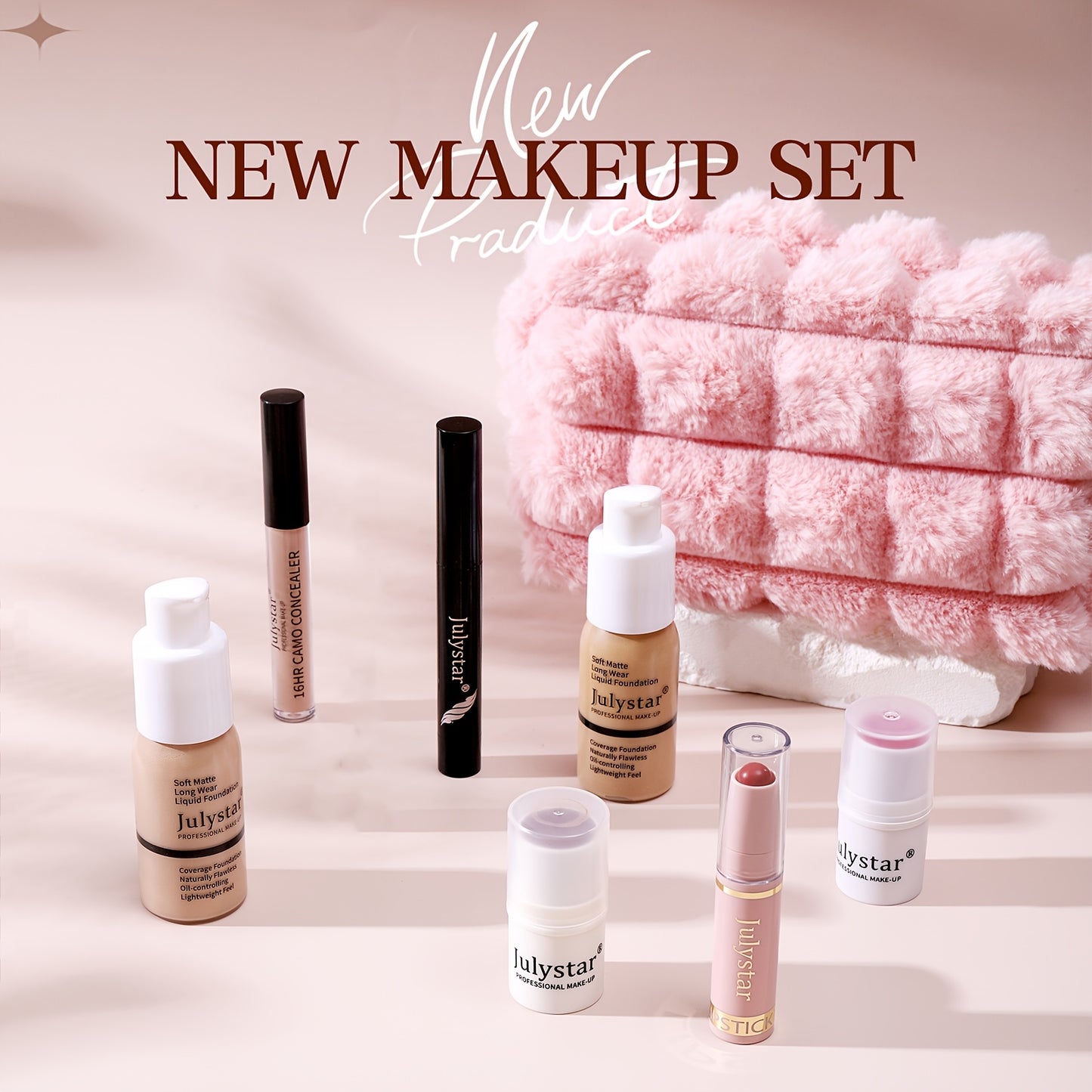 12pcs Makeup Gift Set with Foundation, Lip Gloss, Lipstick, Eyeshadow Stick, Blush - Includes Cosmetic Bag, Ideal for Women, Valentine'S Day, Holiday Gift for Girls, Liquid Form